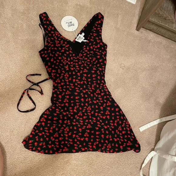 strapless open back dress Layered Dotty Tie Strap Dress